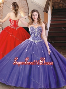 Best Selling Tulle Beaded Sweet 16 Dress in Purple