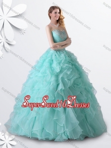 Princess Apple Green Quinceanera Gown with Beading and Ruffles