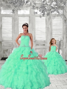 2015 Fashionable Apple Green Princesita Dress with Ruffles and Beading