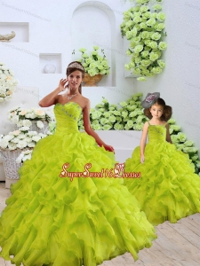 Custom Made Organza Beading and Ruffles Princesita Dress in Yellow Green