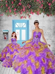 2015 Remarkable Appliques and Ruffles Colorful Princesita Dress