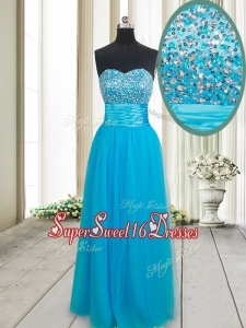 Gorgeous Empire Sweetheart Tulle Beaded Bust Dama Dress in Baby Blue