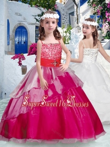 Pretty Spaghetti Straps Little Girl Pageant Dresses with Beading and Ruffles