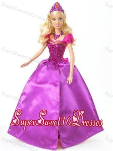 Sweet Princess Handmade Lavender Square Short Sleeves Party Clothes Fashion Dress for Noble Barbie