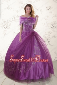 Purple Sweetheart Appliques 2015 Quinceanera Dresses