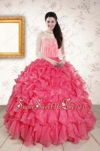 Strapless 2015 Romantic Quinceanera Dresses with Ruffles