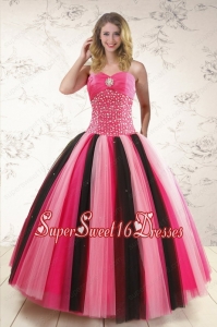 Modest Multi Color Sweet 15 Dresses with Beading for 2015