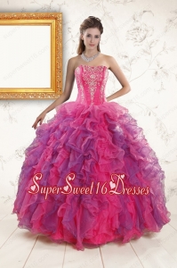 2015 Multi Color Pretty Quinceanera Dresses with Appliques and Ruffles