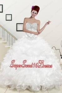 Simple Sweetheart Beading and Ruffles Quinceanera Dress for 2015