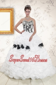 White Sweet 15 Dresses with Pick Ups and Hand Made Flowers