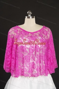 Elegant Hot Pink Beading Lace Wraps for 2014