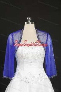 2014 Long Sleeves Blue Wraps with Beading
