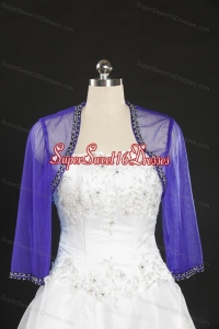 Simple Beading Purple Long Sleeves Wraps for 2014