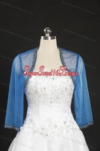 2014 Discount Baby Blue Long Sleeves Wraps with Beading