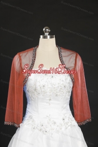 Cheap Red Long Sleeves Beading Wraps in 2014