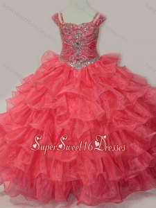 Perfect Sweetheart Beaded Mini Quinceanera Dress with Spaghetti Straps in Coral Red