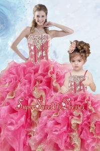 2015 Luxurious Beading and Ruffles Organza Princesita Dress in Multi-color