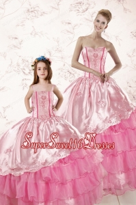 Wonderful Embroidery and Ruffles 2015 Princesita Dress in Pink
