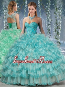 Lovely Big Puffy Sweet Sixteen Dress with Beading and Ruffles