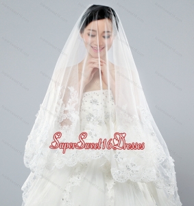 Discount Two-Tier Classic Wedding Veils with Lace Edge