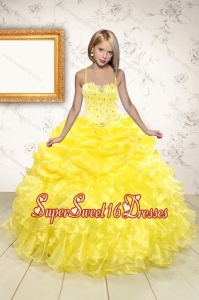 Beand New Beading and Ruffles Flower Girl Dress in Yellow for 2015