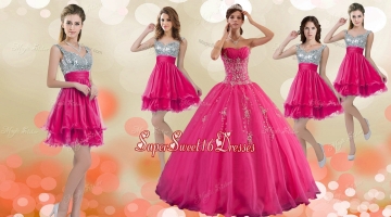 Fashionable Beaded and Pick Ups Quinceanera Dress and New Style Square Dama Dresses in Red