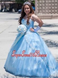 Exquisite Beaded Tulle Quinceanera Dress in Baby Blue