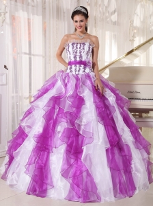 Beautiful Colorful Sweet 16 Dress Strapless Organza Beading Ball Gown