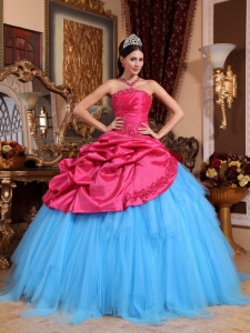 Brand New Red and Blue Sweet 16 Dress Strapless Appliques with Beading Ball Gown