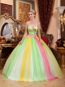 Latest Multi-color Sweet 16 Dress Sweetheart Tulle Beading Ball Gown