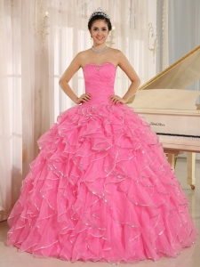 2013 Ruffles and Beaded For Rose Pink Sweet 16 Dress Custom Made In Kailua City Hawaii