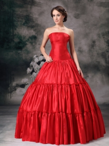 Red Ball Gown Sweetheart Floor-length Floor-length Embroidery Sweet 16 Dress