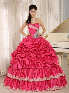 2013 Hot Pink Beaded Appliques and Pick-ups Sweet 16 Dress For Custom Made