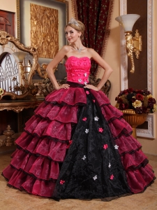 Classical Multi-color Sweet 16 Dress Strapless Organza Appliques Ball Gown