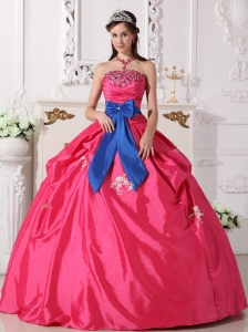 Discount Hot Pink Sweet 16 Dress Strapless Taffeta Beading Ball Gown