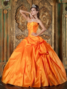 Sweet Orange Sweet 16 Quinceanera Dress Sweetheart Taffeta Appliques Ball Gown