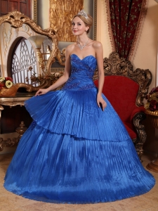 Pretty Royal Blue Sweet 16 Quinceanera Dress Sweetheart Organza Ball Gown