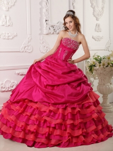 Affordable Red Sweet 16 Quinceanera Dress StraplessTaffeta Beading Ball Gown