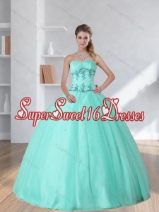 Custom Made Appliques and Beading Sweetheart 2015 Dress for Quince