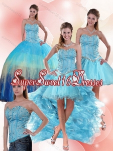Detachable Multi Color Sweetheart Quinceanera Dress with Ruffles and Beading