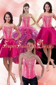 2015 Detachable Multi Color Sweet 16 Dresses with Appliques and Ruffles