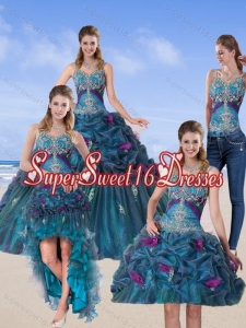 2015 Popular Multi Color Quinceanera Gown with Hand Made Flower and Pick Ups