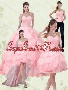 Unique Sweetheart Beaded 2015 Quinceanera Dresses with Ruffled Layers