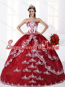 Simple 2015 Multi Color Strapless Quinceanera Dress with Embroidery
