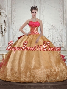 Simple Strapless Multi Color Quinceanera Dress with Beading and Embroidery for 2015