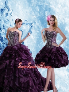 Simple Sweetheart Burgundy Quinceanera Dress with Ruffles and Beading