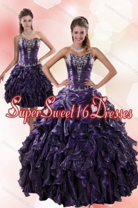 Simple Sweetheart Ruffles 2015 Quinceanera Dresses with Embroidery