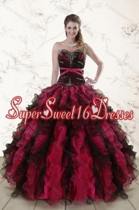 2015 Simple Multi Color Sweet Sixteen Dresses with Ruffles and Beading