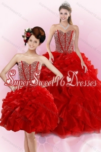 2015 Simple Red Quince Dresses with Beading and Ruffles