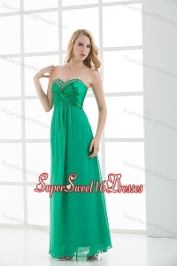 Empire Turquoise Sweetheart Floor-length BeadingDama Dresses